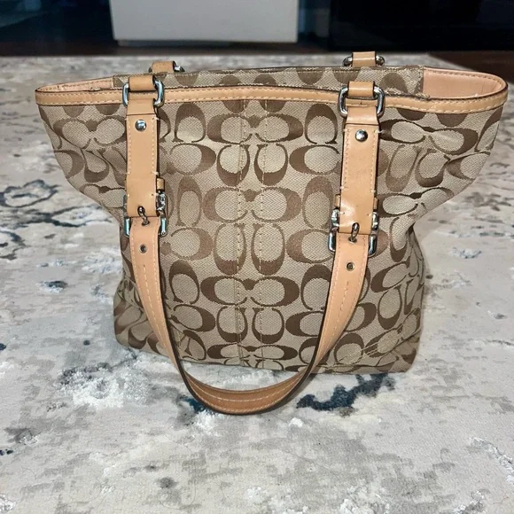 Coach Tan and Brown Signature Tote - Picture 2 of 4